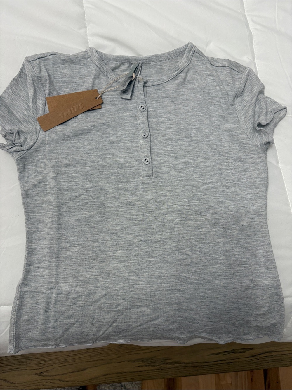 SKIMS Gray Short-Sleeve Henley Tee